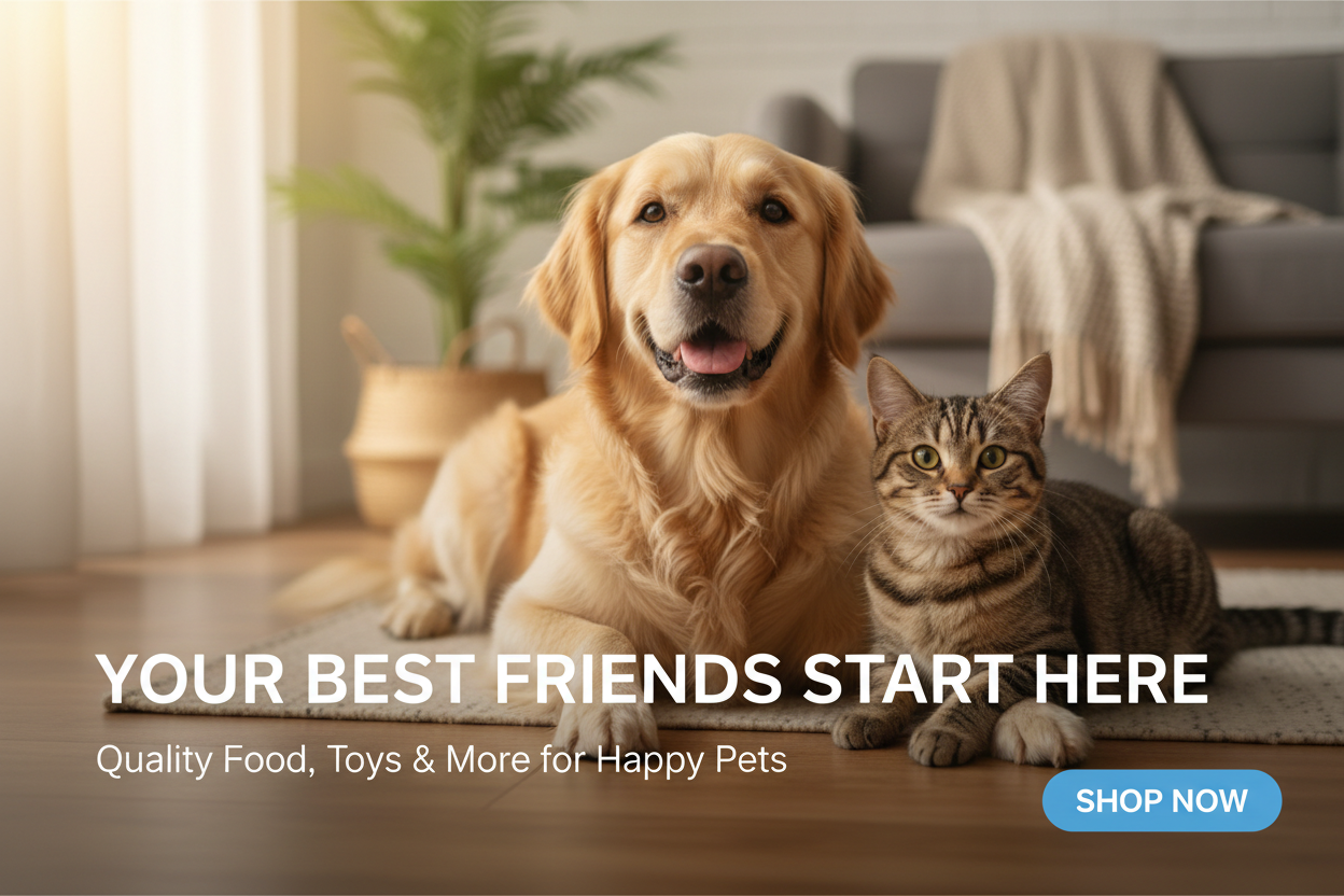 Rustige banner met hond en kat