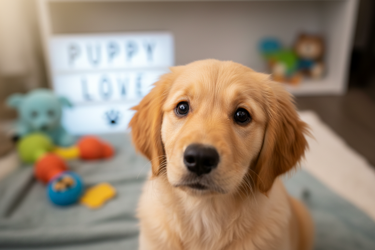 Schattige puppy met grote ogen